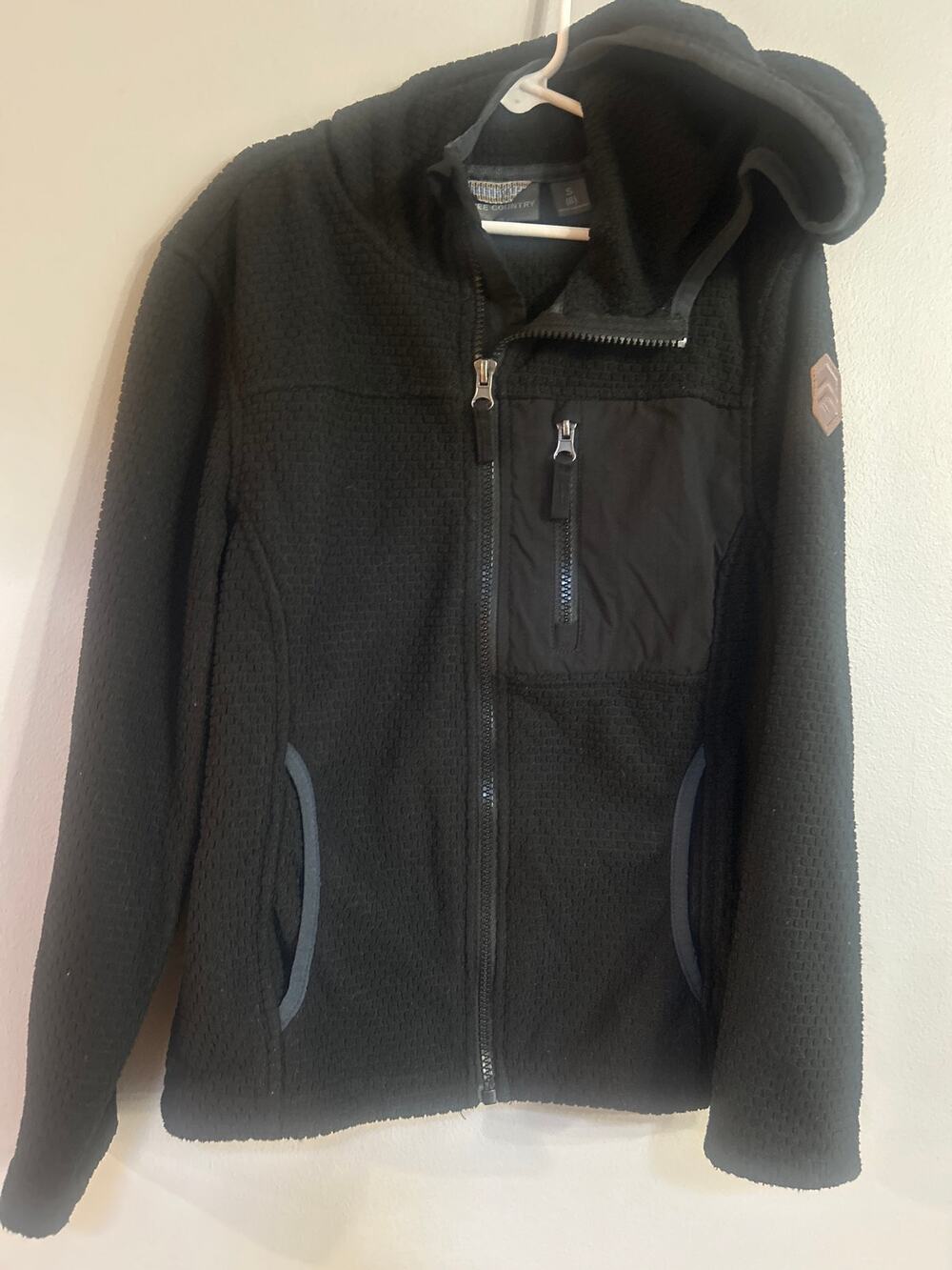 Free country boys brick fleece waffle hoodie jacket zip S 8 ski outerwear